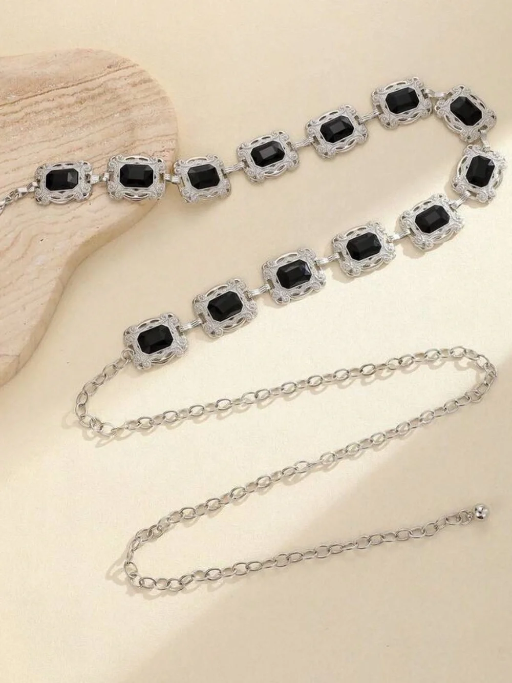 Vintage Black & Silver Chain Belt NEW 🏷️